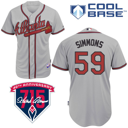Shae Simmons #59 Youth Baseball Jersey-Atlanta Braves Authentic Road Gray Cool Base MLB Jersey